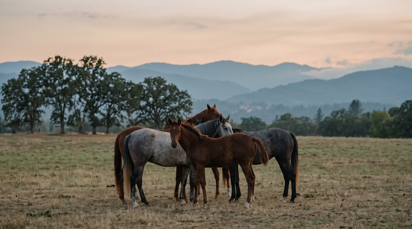 Chevaux en liberté, Écurie Chafarela, Loire